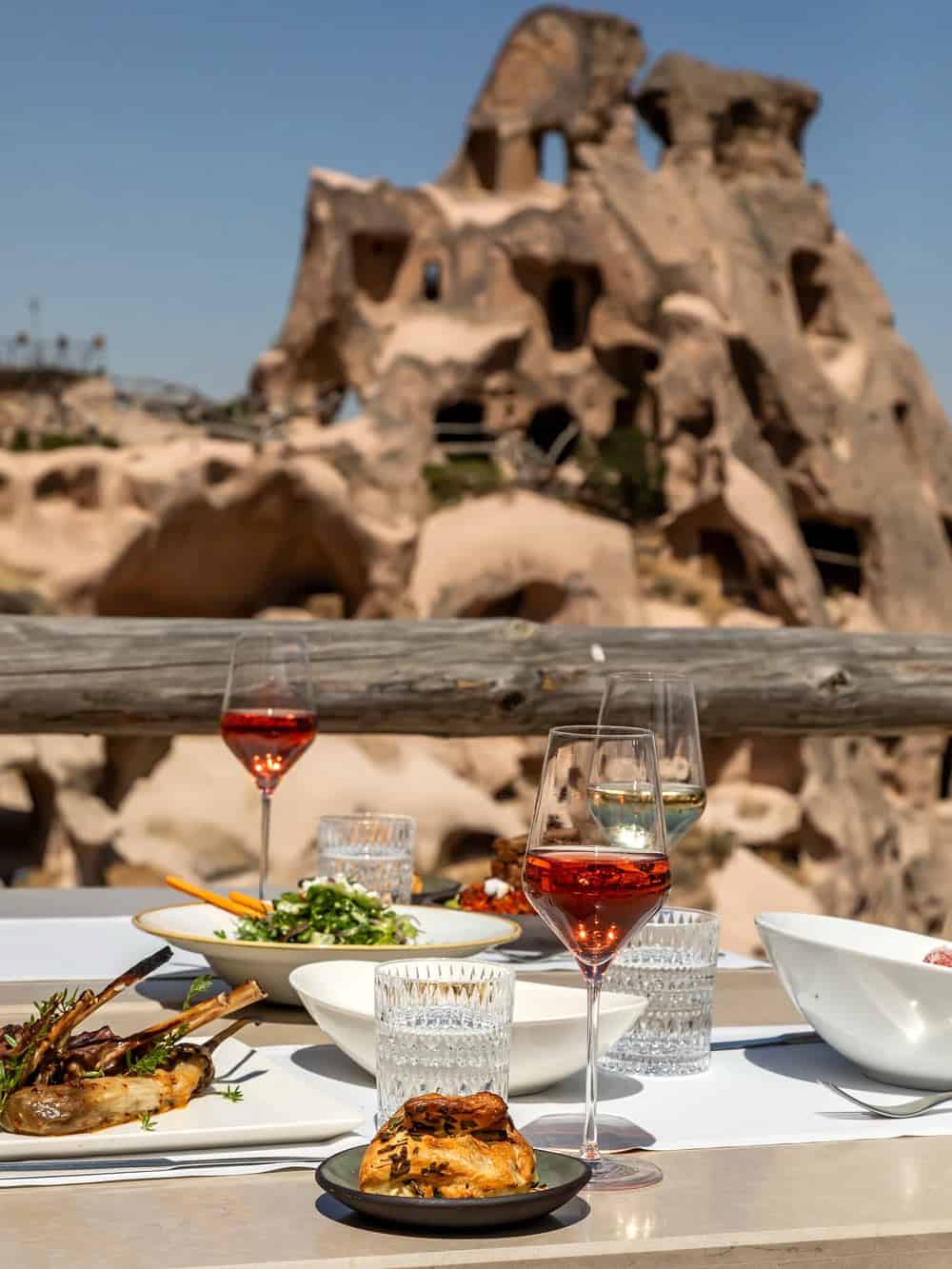 Dining with glasses of wine at Argos in Cappadocia