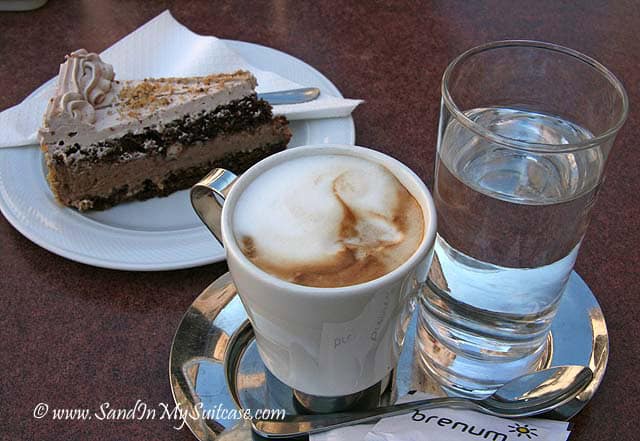 Coffee and cake anyone? Outdoor cafes are pleasant to sit and watch the parade of people walk by...