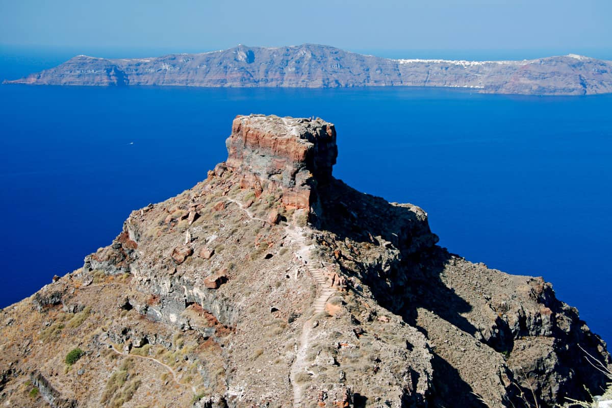 You can get a work-out hiking up Skaros Rock in front of the Grace Santorini.