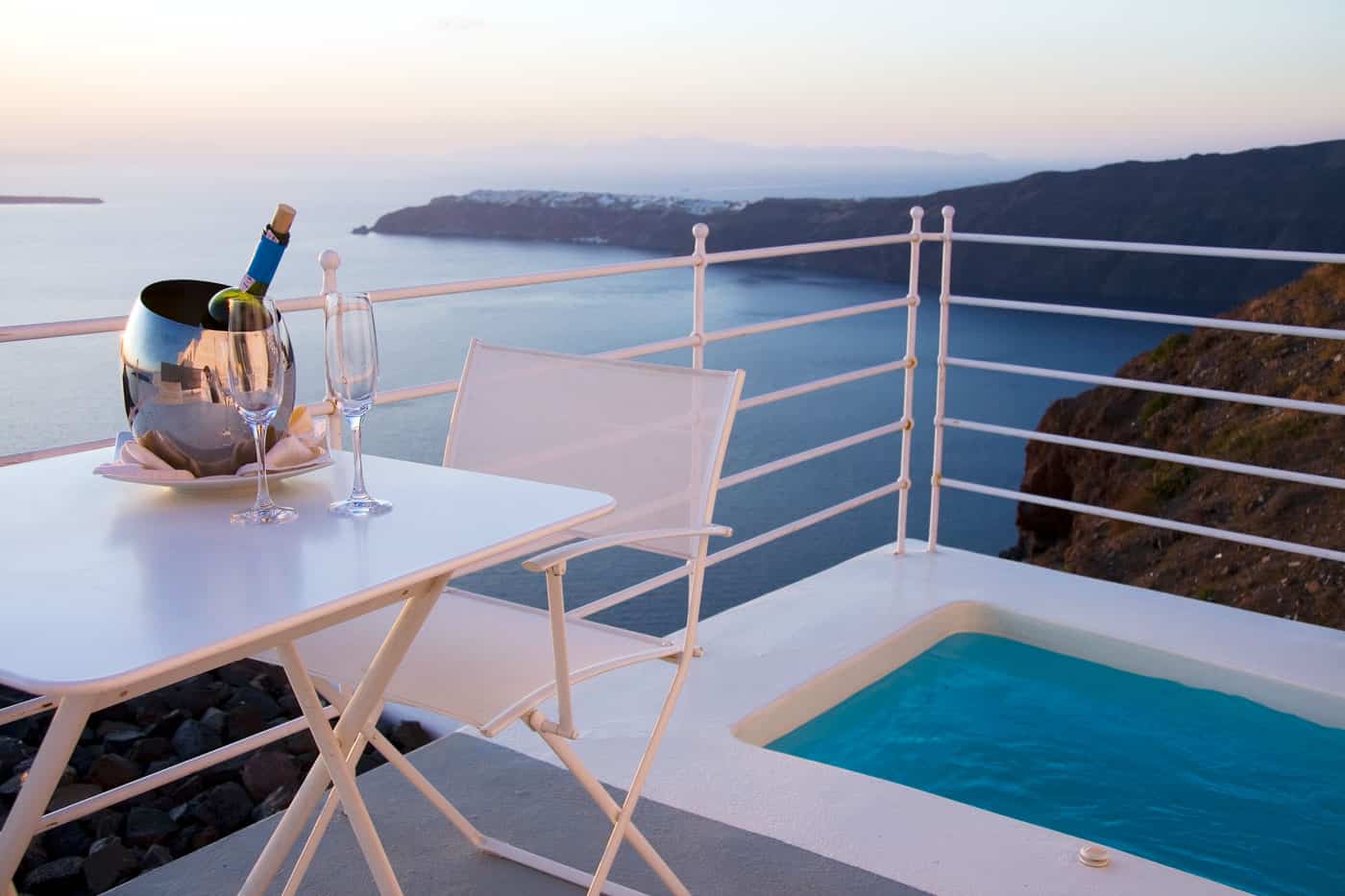 Our Santorini Grace room came with a nice little outdoor heated plunge pool.