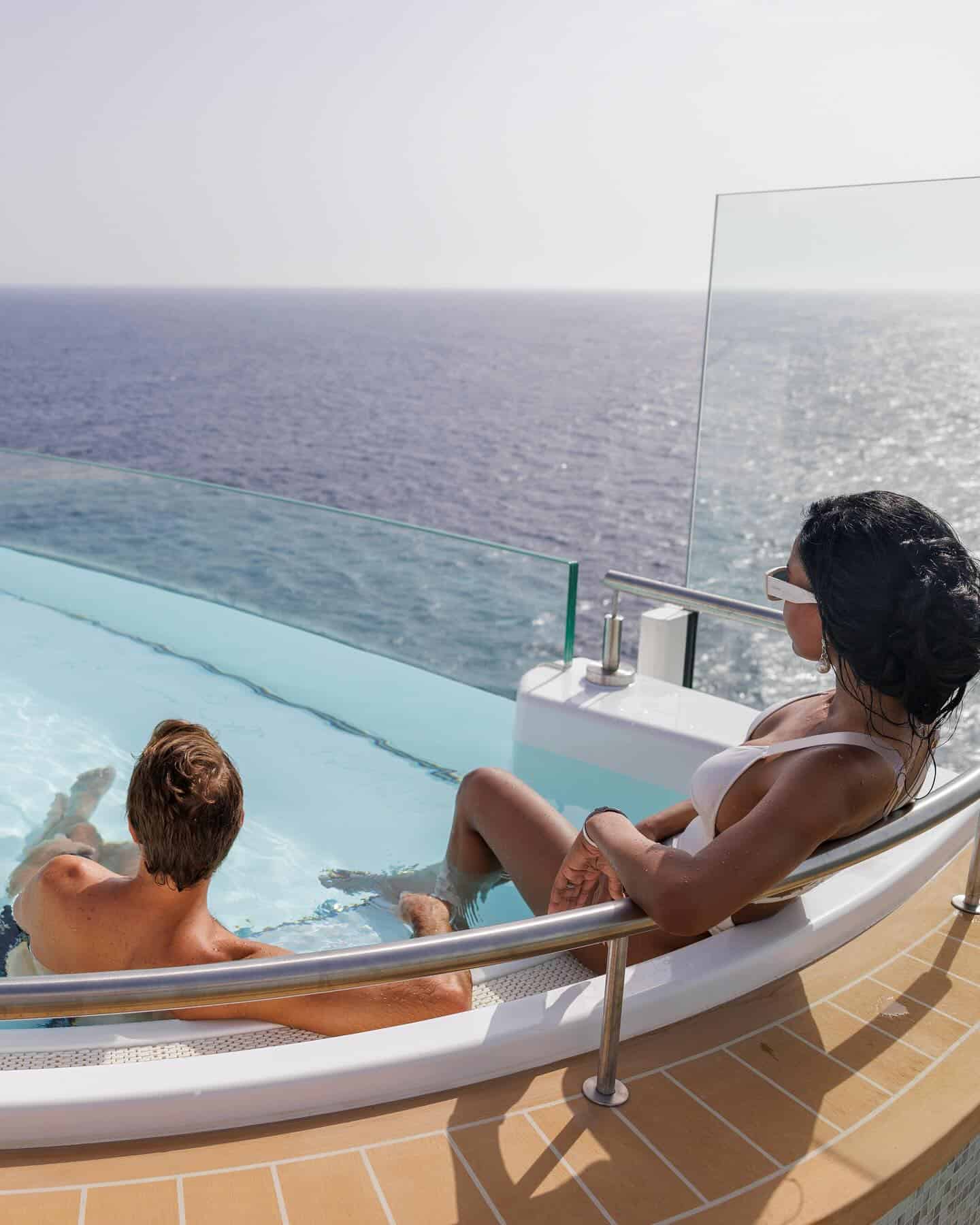 Couple relaxes on the Silver Nova cruise ship
