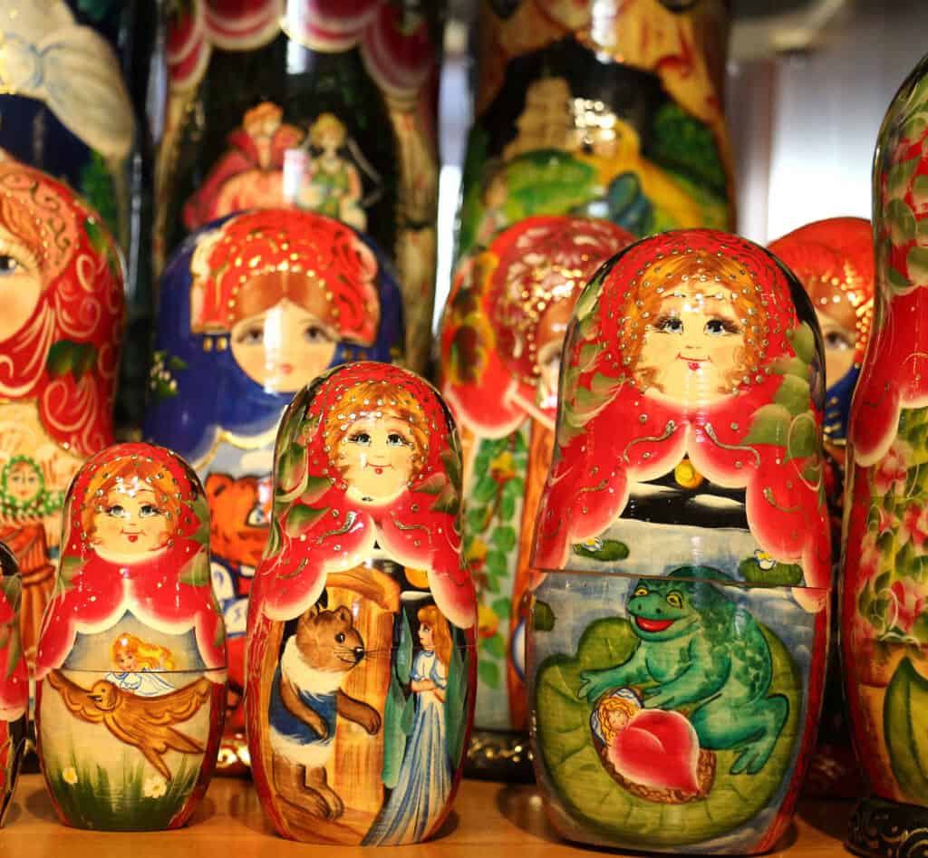 Red Russian nesting dolls