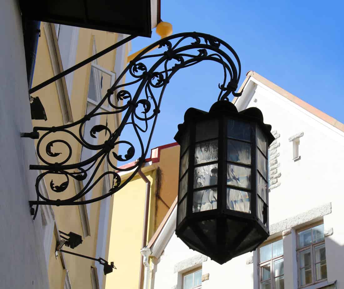 Wrought iron street lamp in Tallinn