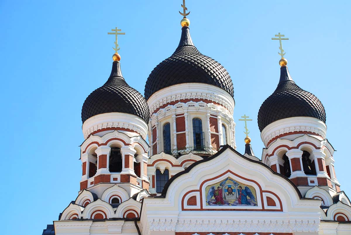 Onion dome towers of Alexander Nevsky Cathedral in Tallinn