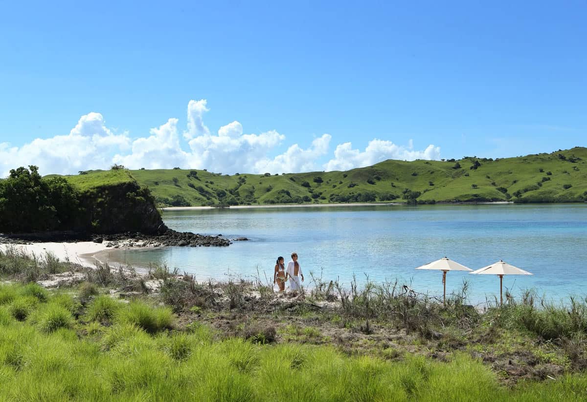 Secluded white sand Indonesia beach