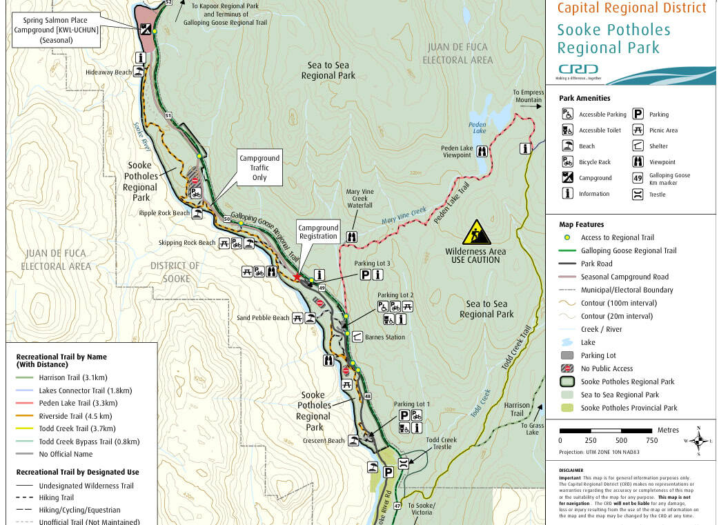 Sooke Potholes Regional Park Map