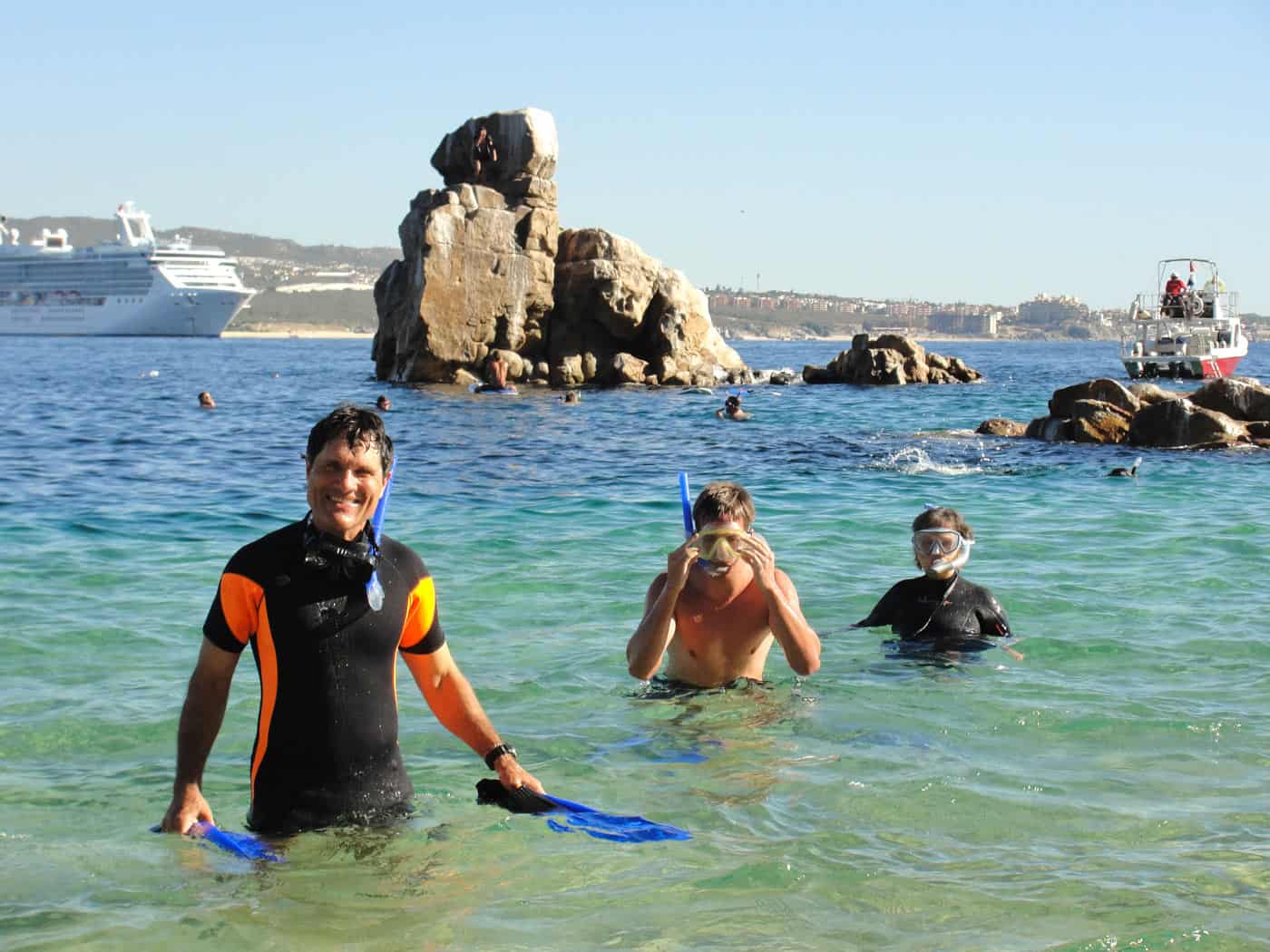 People snorkeling off Lover's Beach
