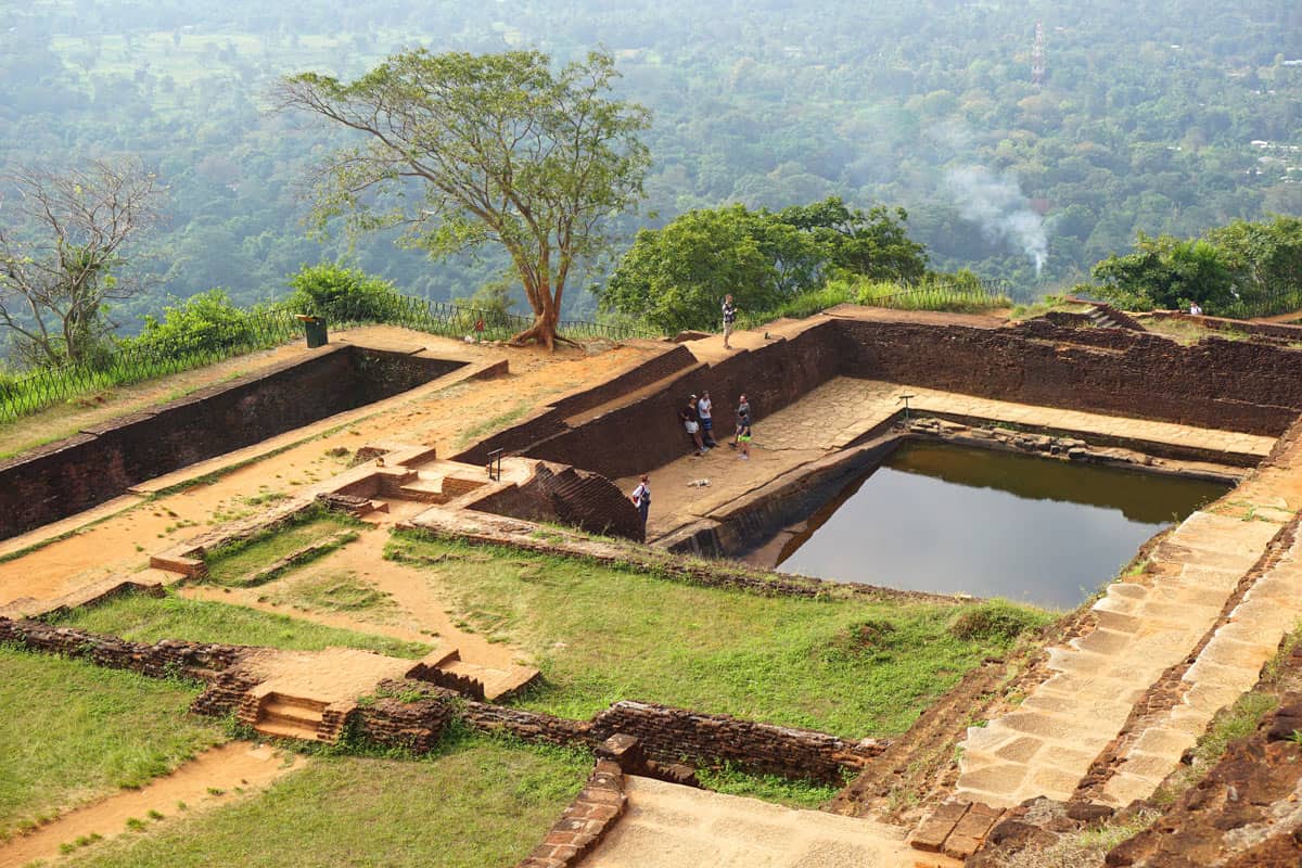 Royal swimming pool – or perhaps an ancient water tank – atop Sigiriya Rock