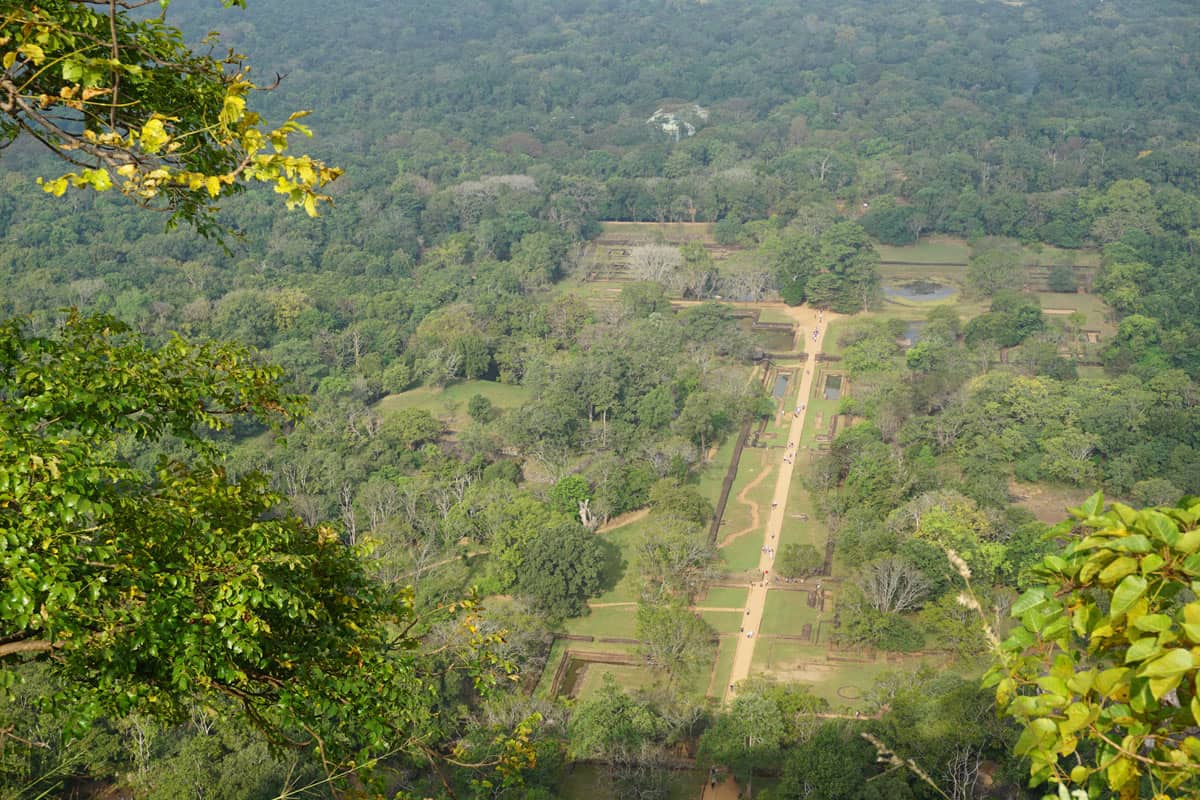 Green manicured gardens way below