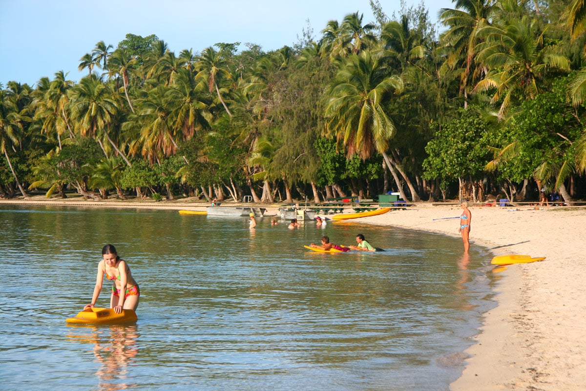 People snorkeling and swimming on  Nanuya Lailai Island