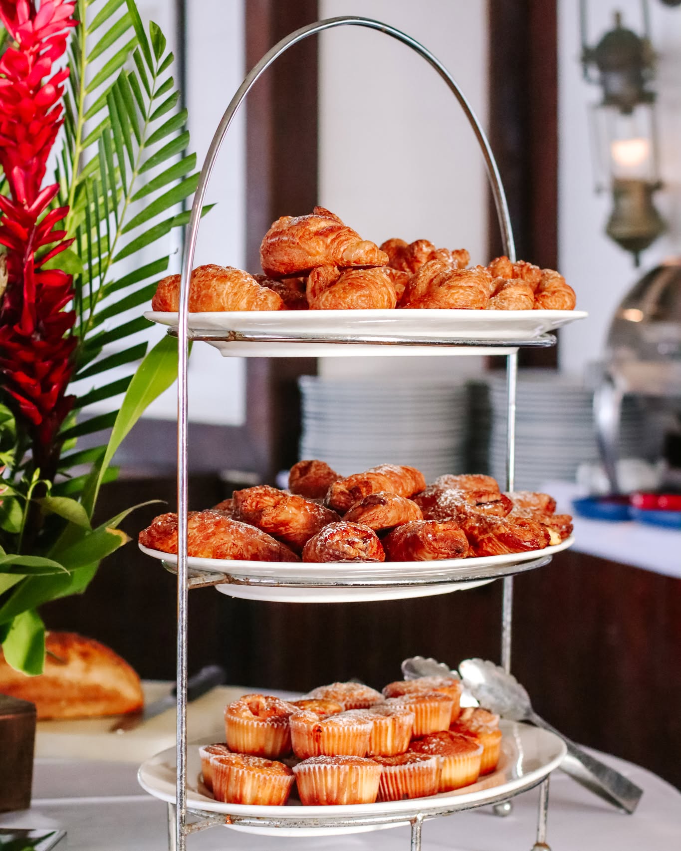 Tower of breakfast pastries