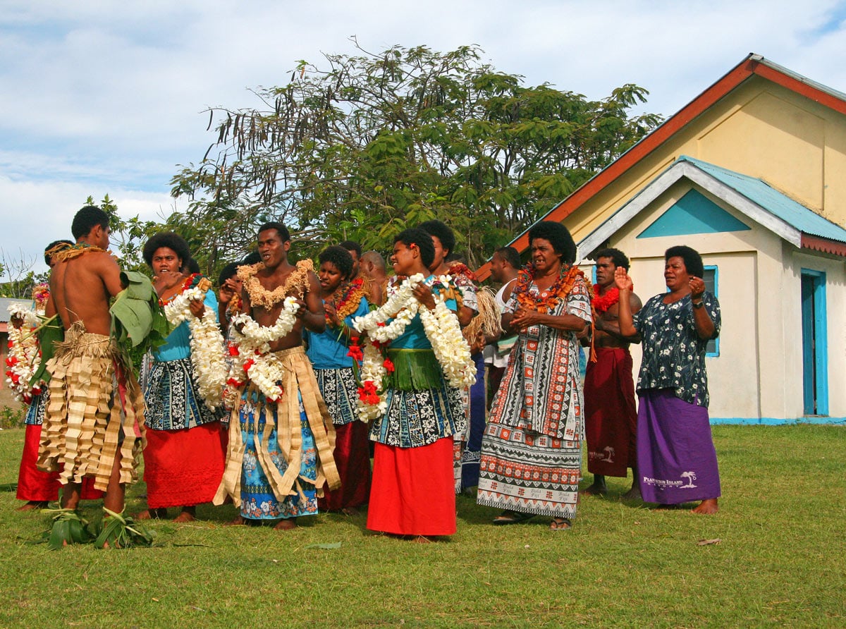 Somosomo villagers in the Yasawa Islands sing and perform traditional dances