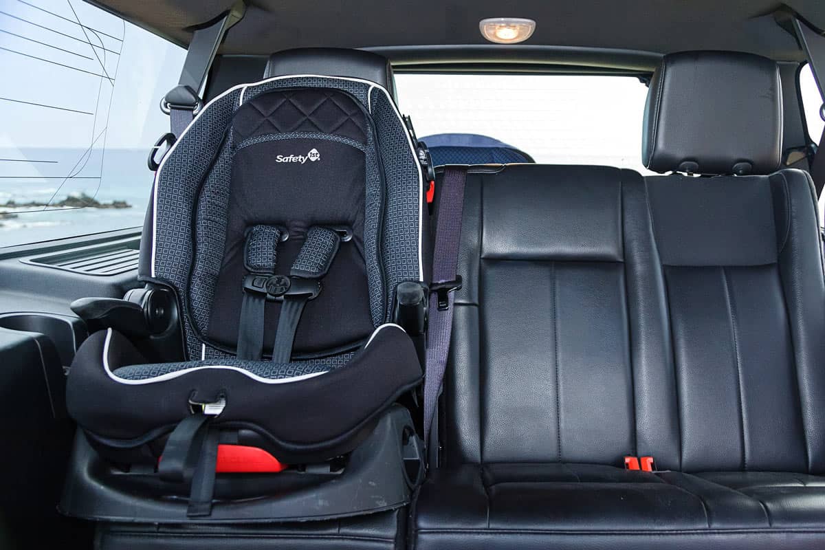 Black infant seat in Cabo Transfers' vehicle