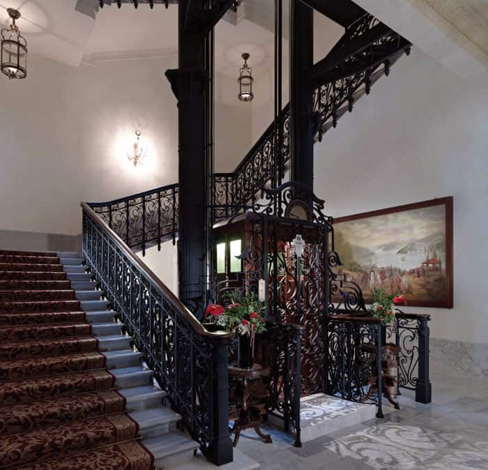When checking in at the Pera Palace Hotel, you're taken up to your room in an historic elevator.
