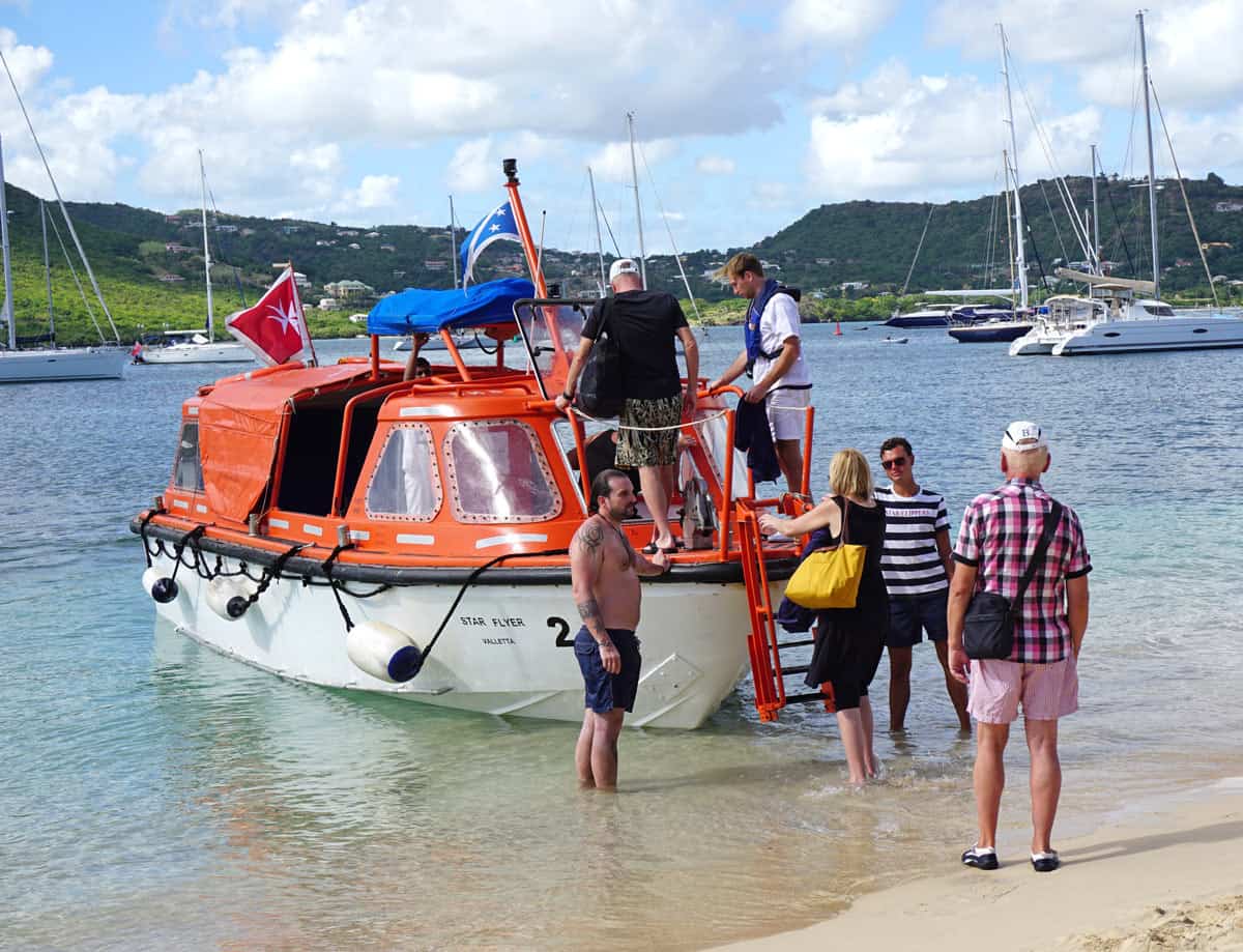 A small Star Clippers beach tender is used to ferry guests to beaches.