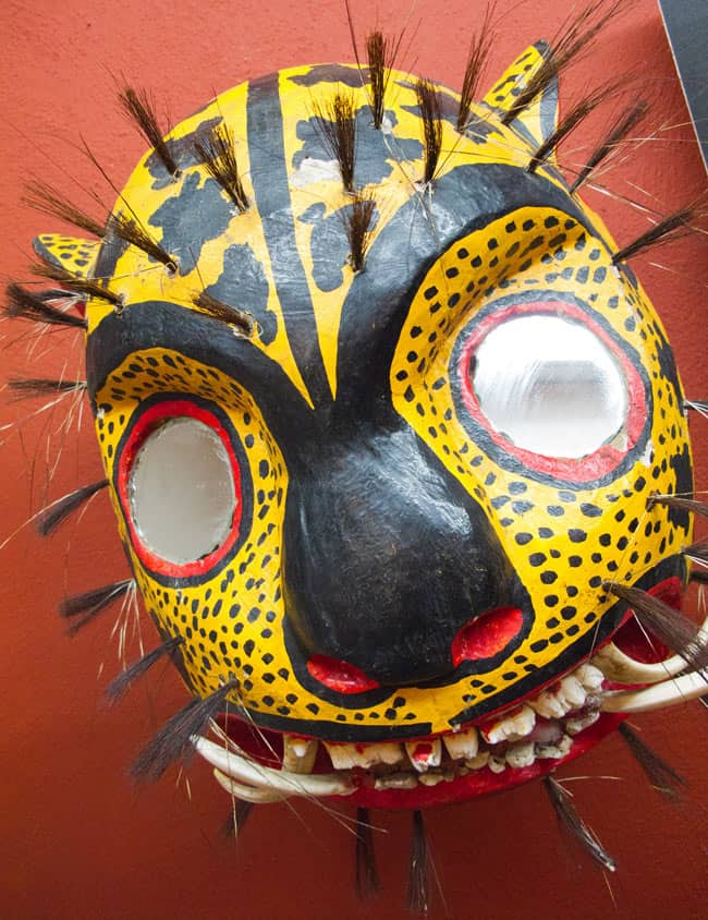 Jaguar head mask at the San Miguel de Allende mask museum