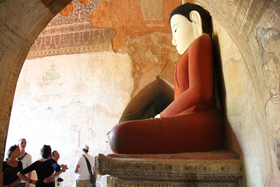 Buddha statue inside a pagoda in Bagan