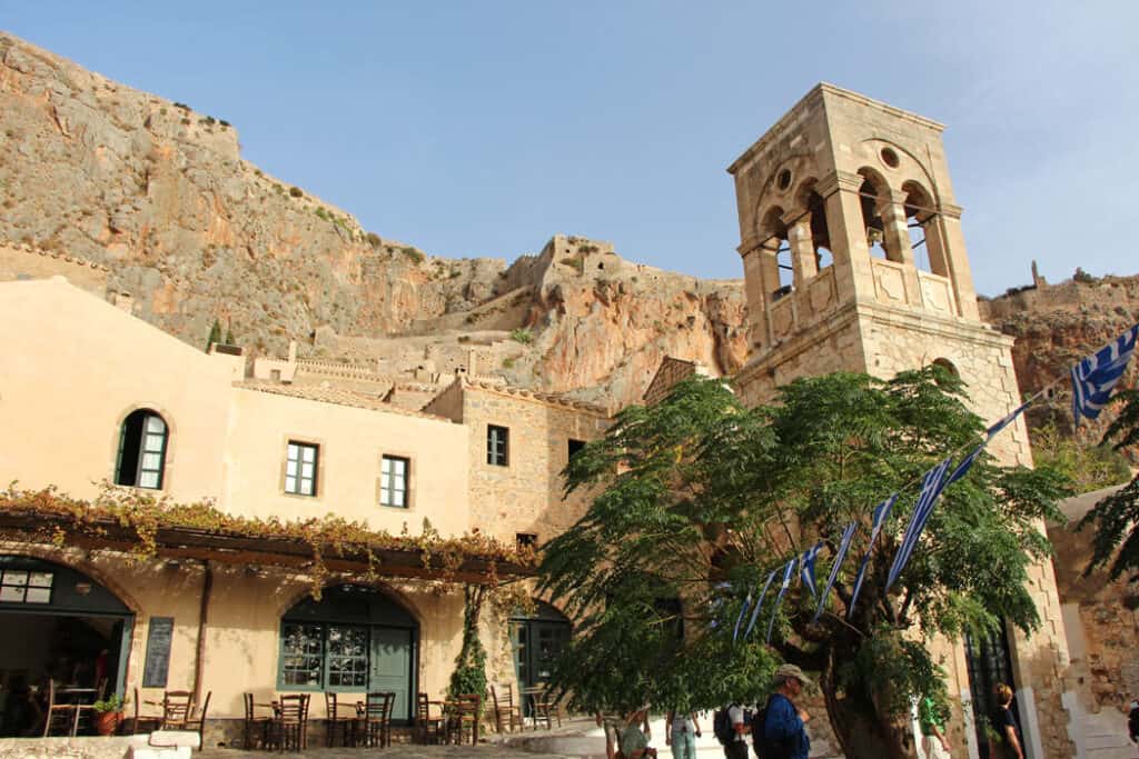Monemvasia, one of the most unique places to visit in Greece, is built on a rock island.