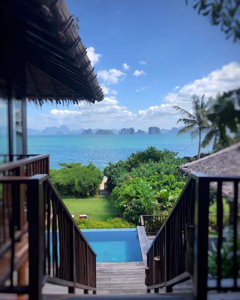 Pool view from the eco-chic Six Senses in Thailand