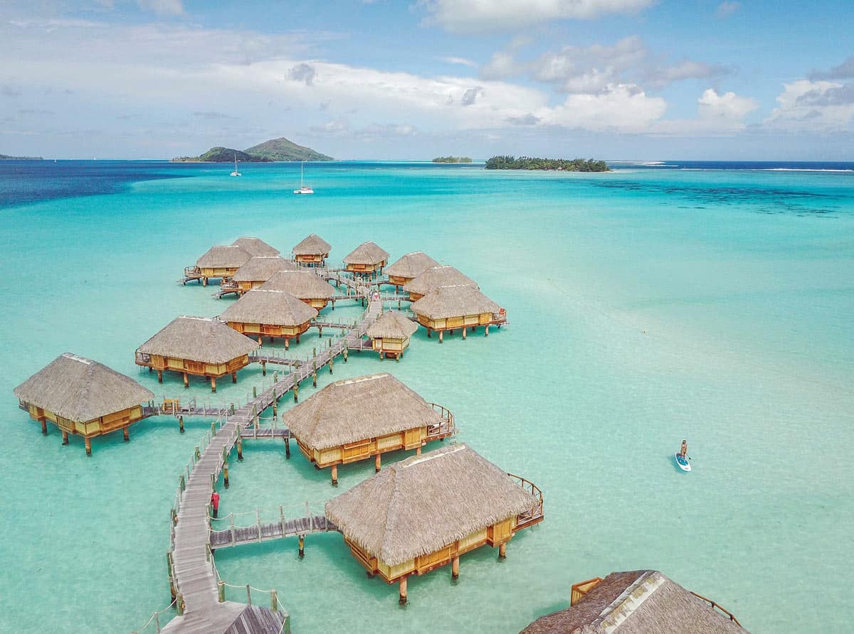 Overwater bungalows at Le Bora Bora Resort