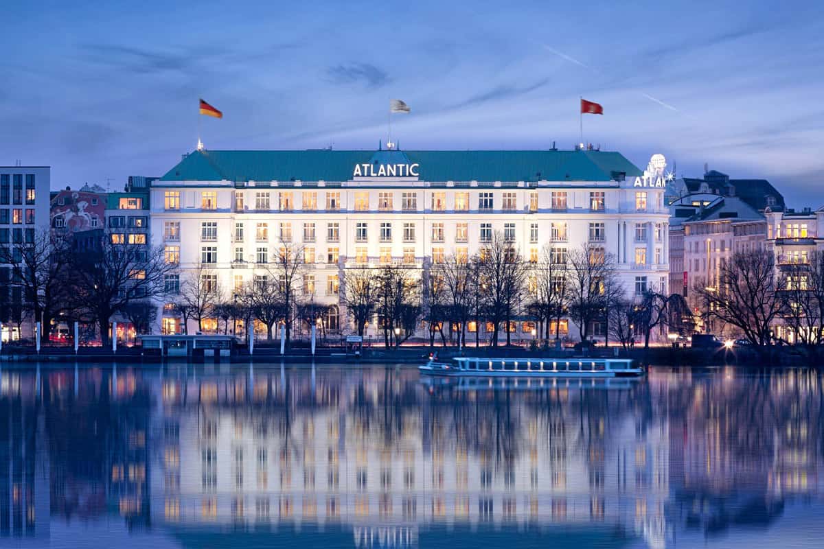 Hotel Atlantic with Alster Lake in front