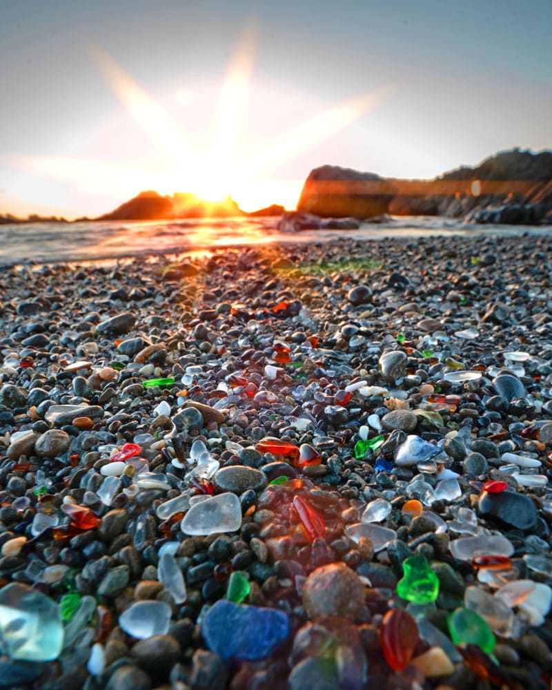 The colorful sea glass found on Glass Beach in Fort Bragg was once just broken glass trash.