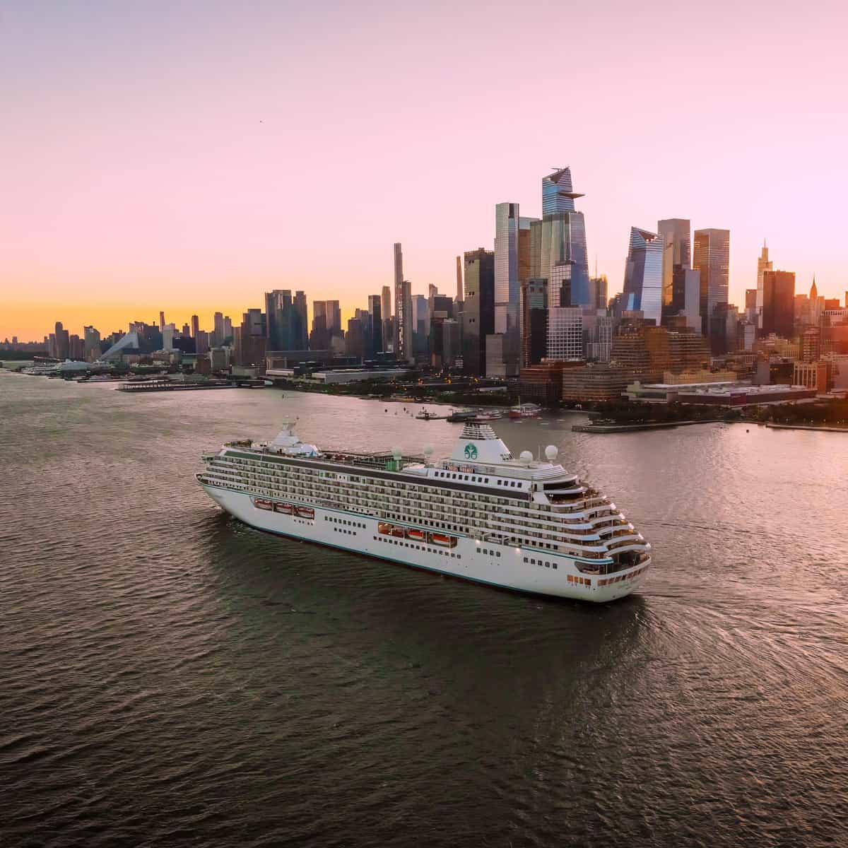 The Crystal Serenity at sunset