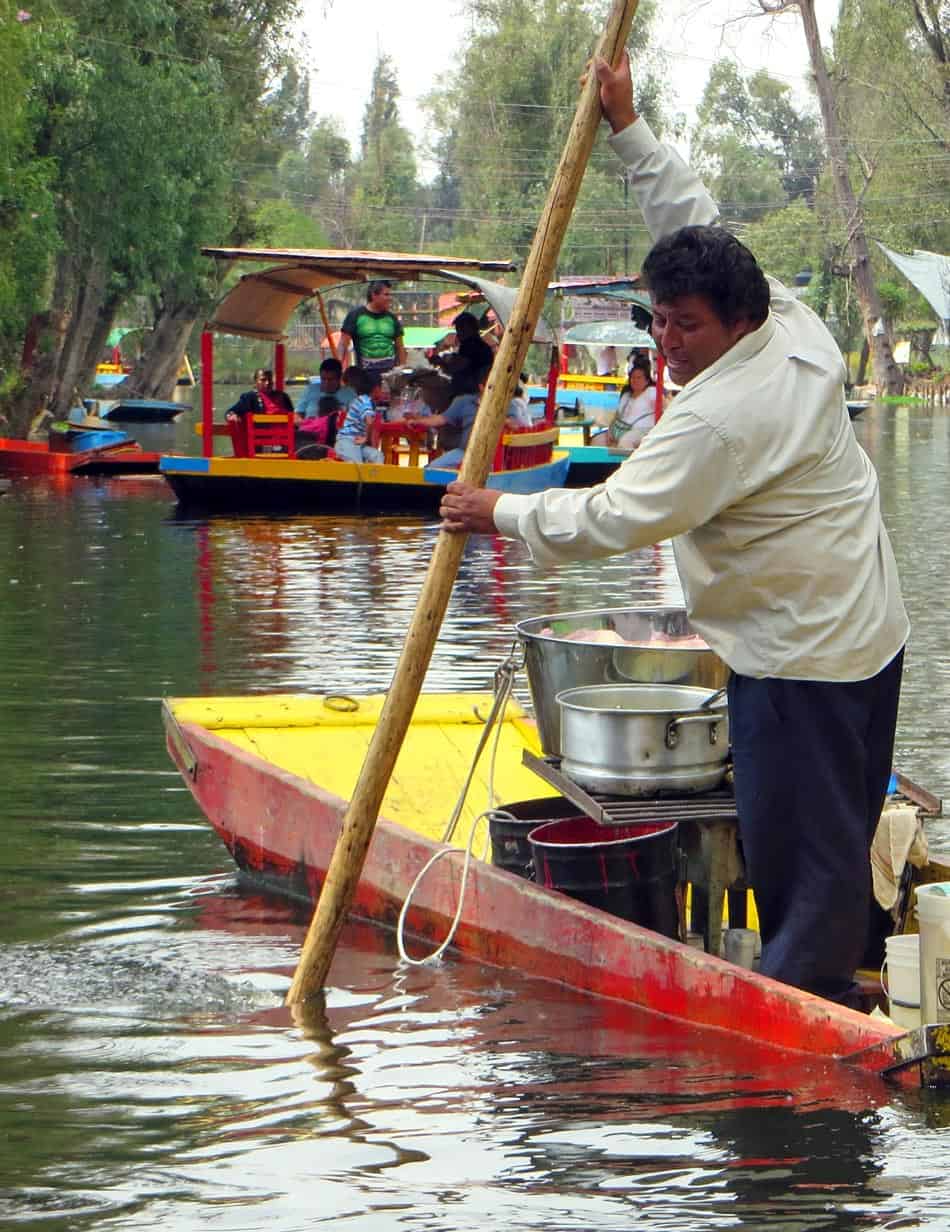 A boat driver at Xochimilco