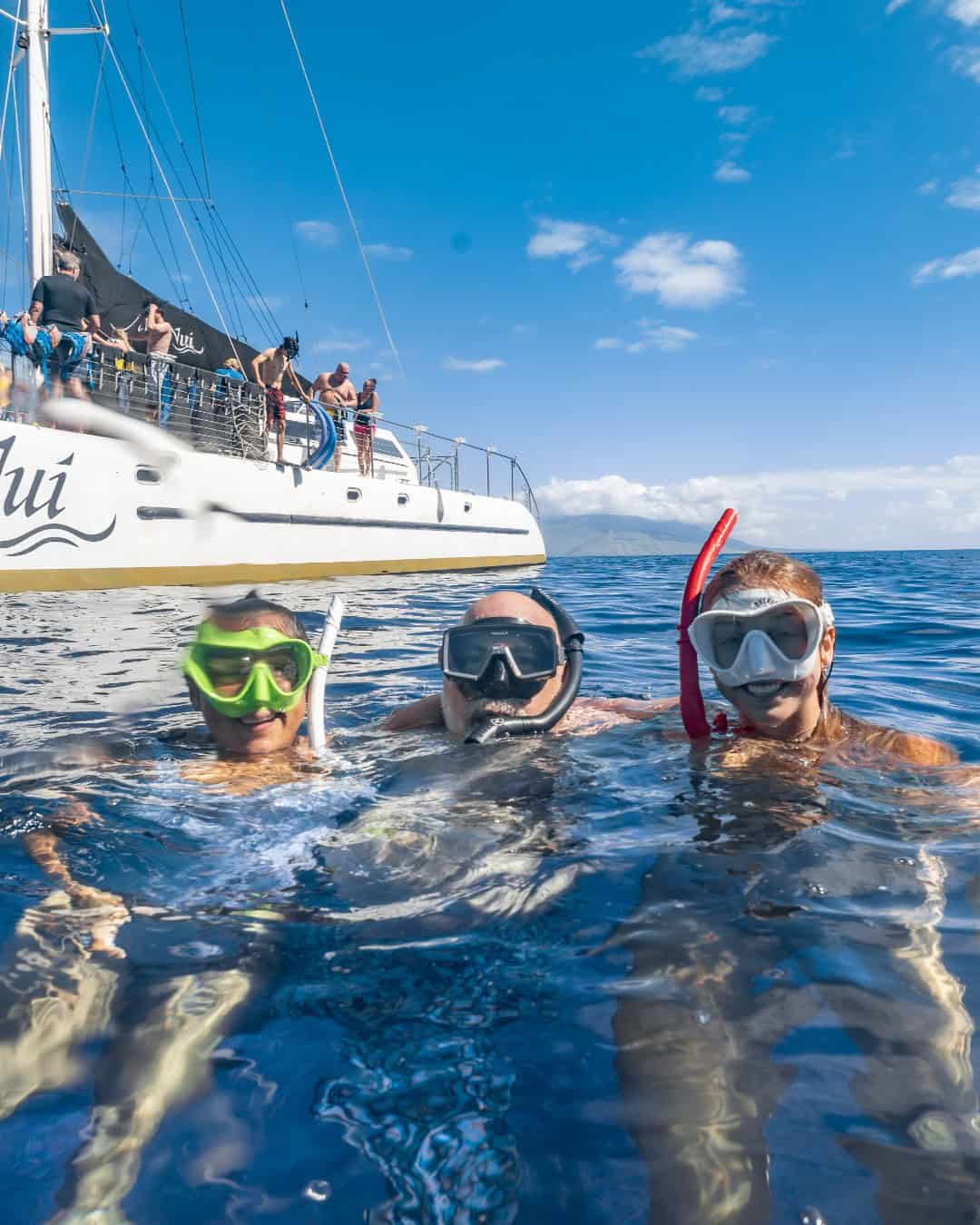Snorkelers in the water at Molokini