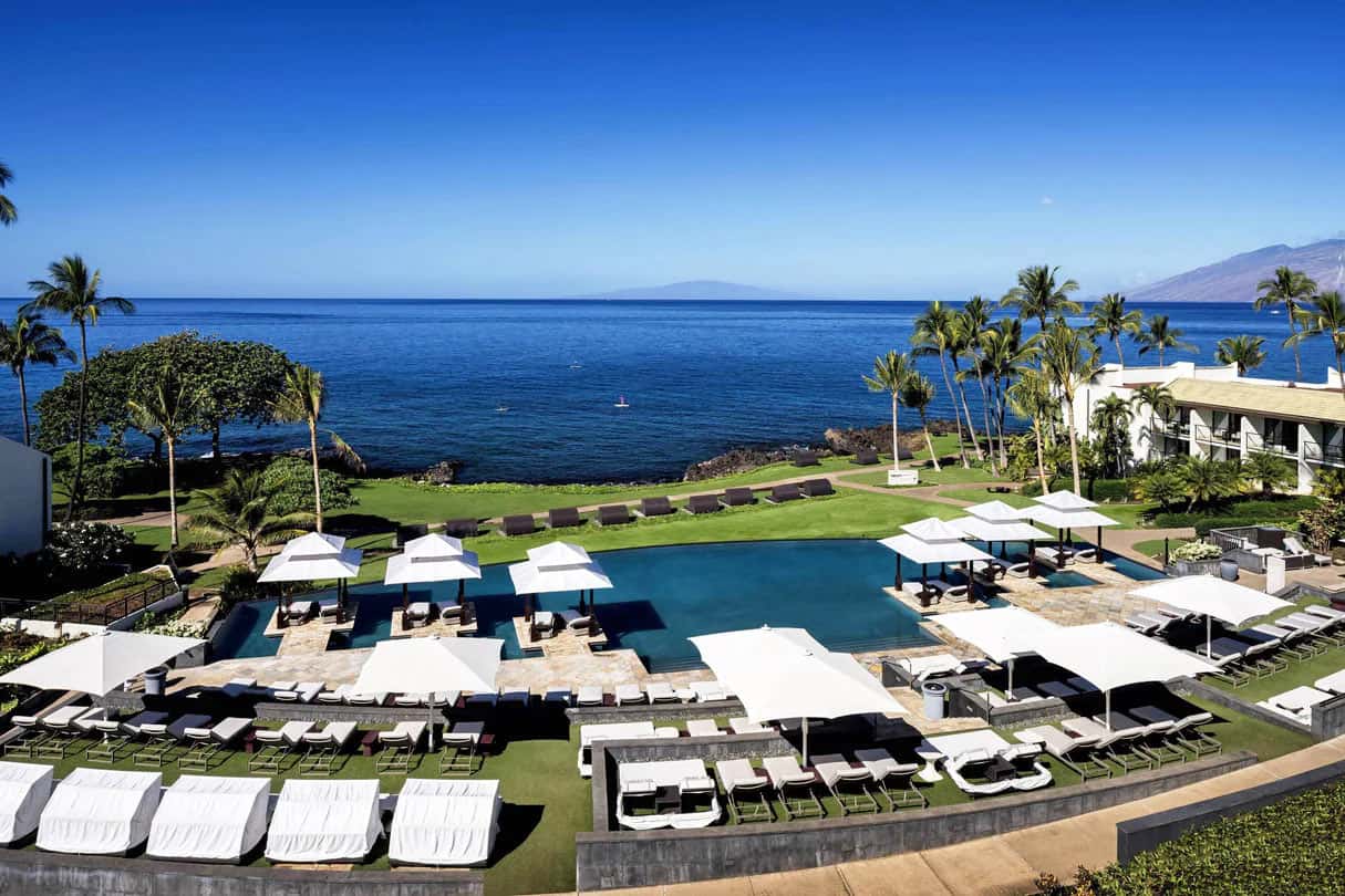 Maluhia Pool with overwater cabanas at Wailea Beach Resort, Maui