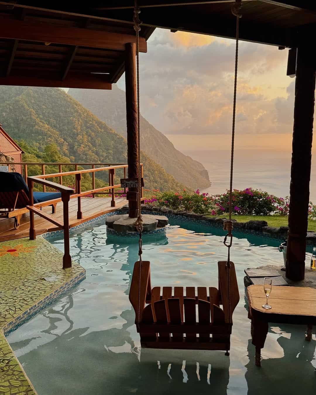 Swing over a Ladera private pool suite