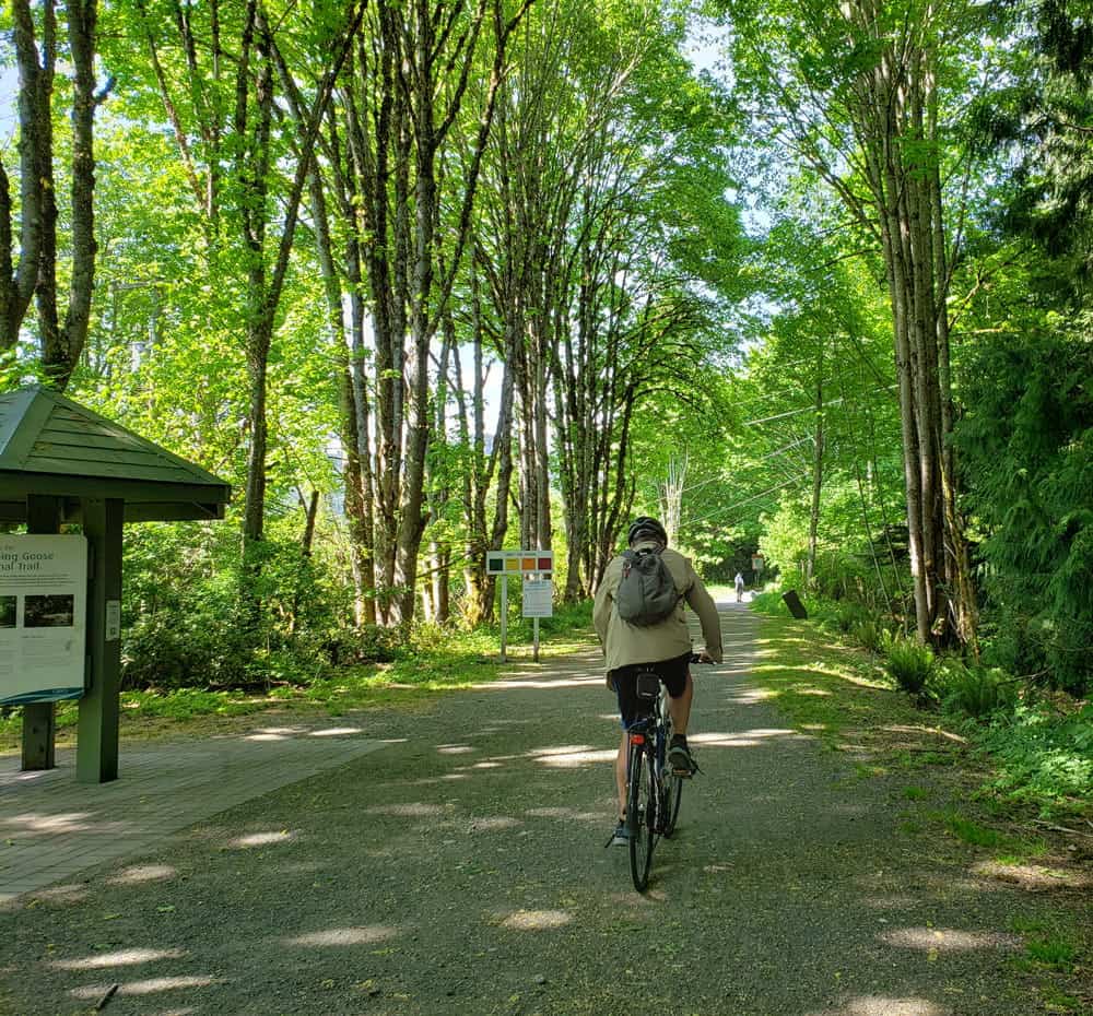 Bicyclist on the Galloping Goose Trail