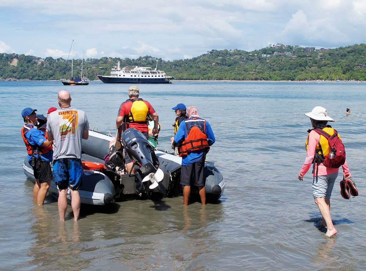 Boarding the skiff to return to our ship on our Costa Rica UnCruise adventure
