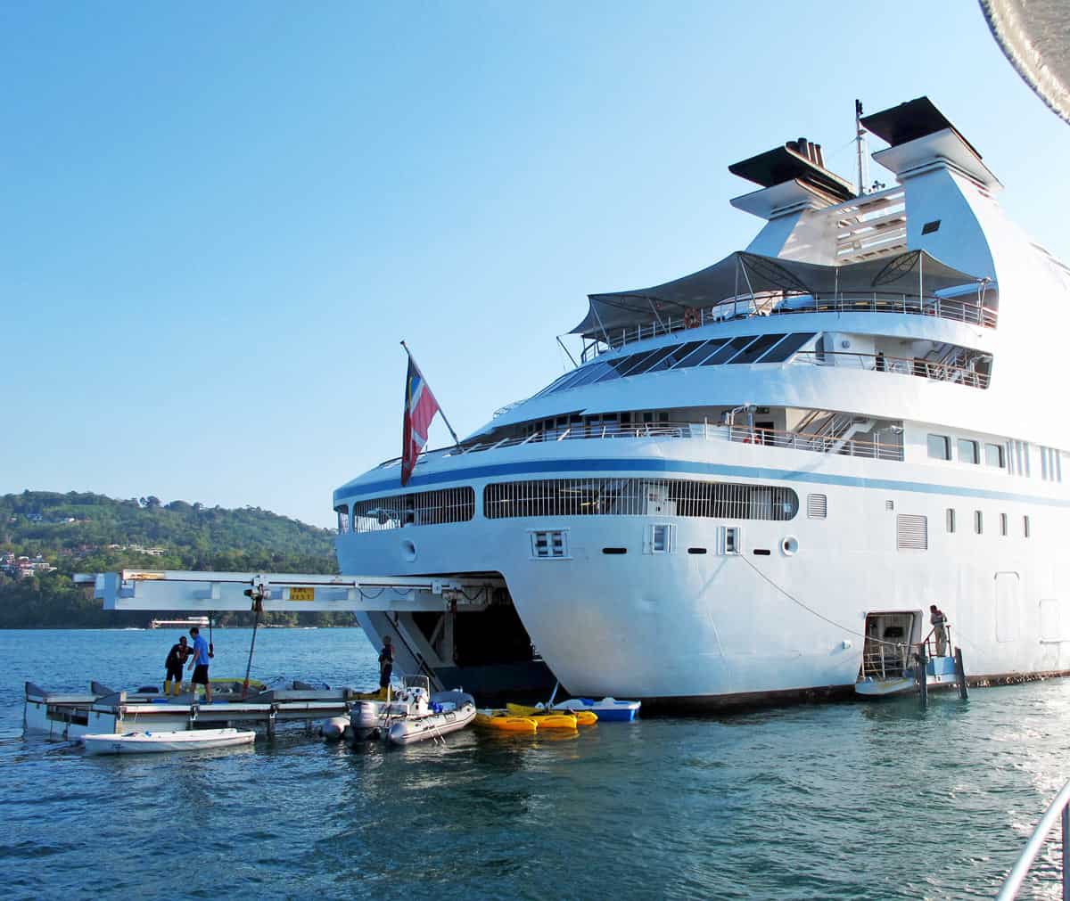The watersports marina at the stern of Windstar's Star Pride ship