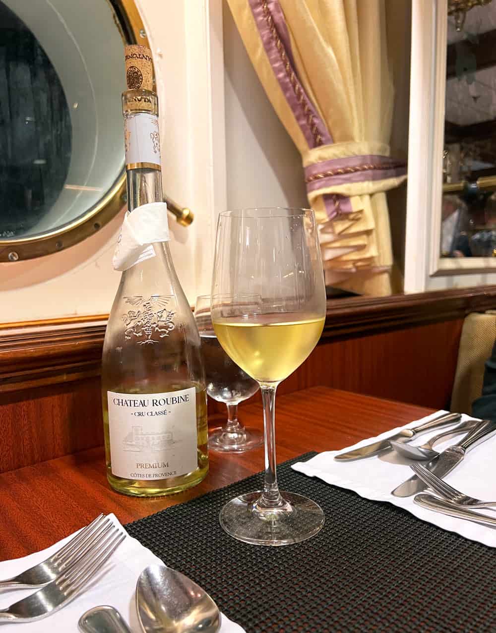 Bottle of wine for dinner on Star Flyer