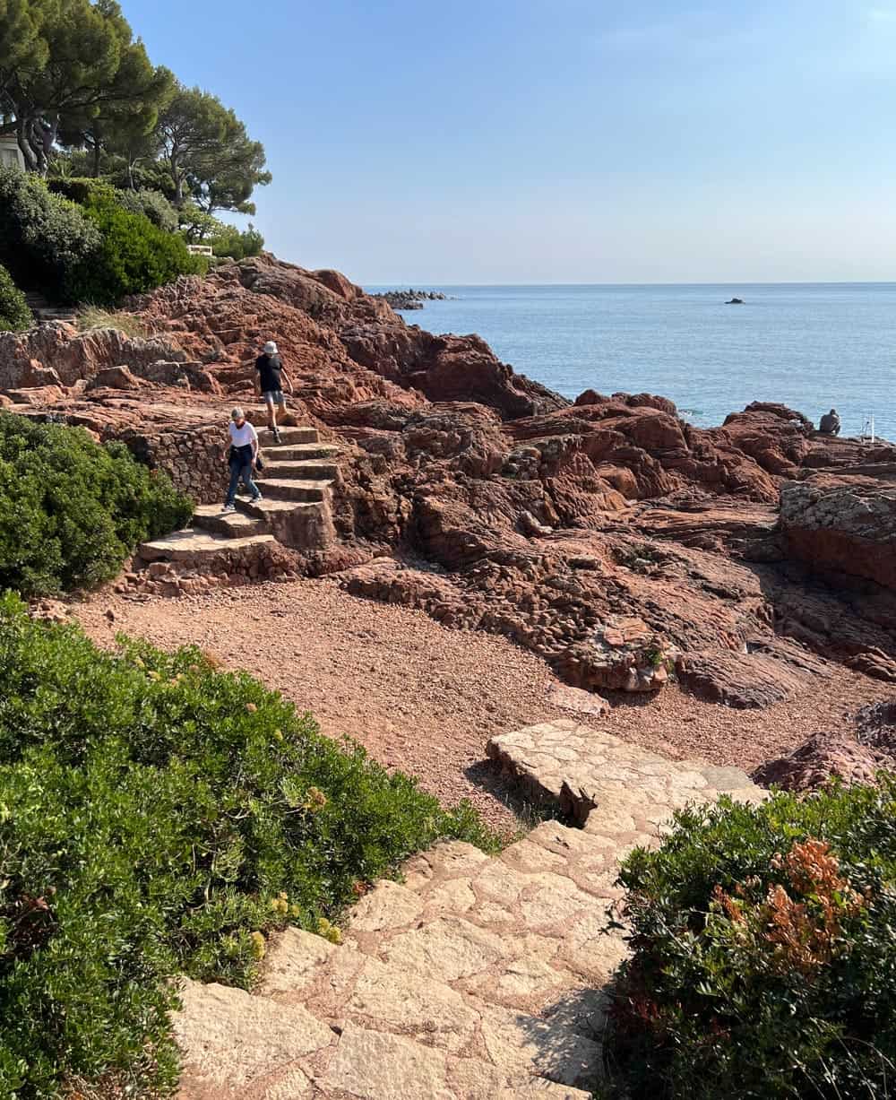 Hikers on the Esterel coastal path outside Saint-Raphael
