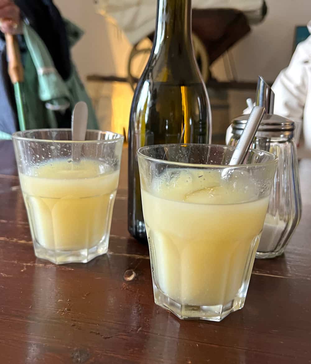 Two glasses of fresh-squeezed lemon juice in Corsica