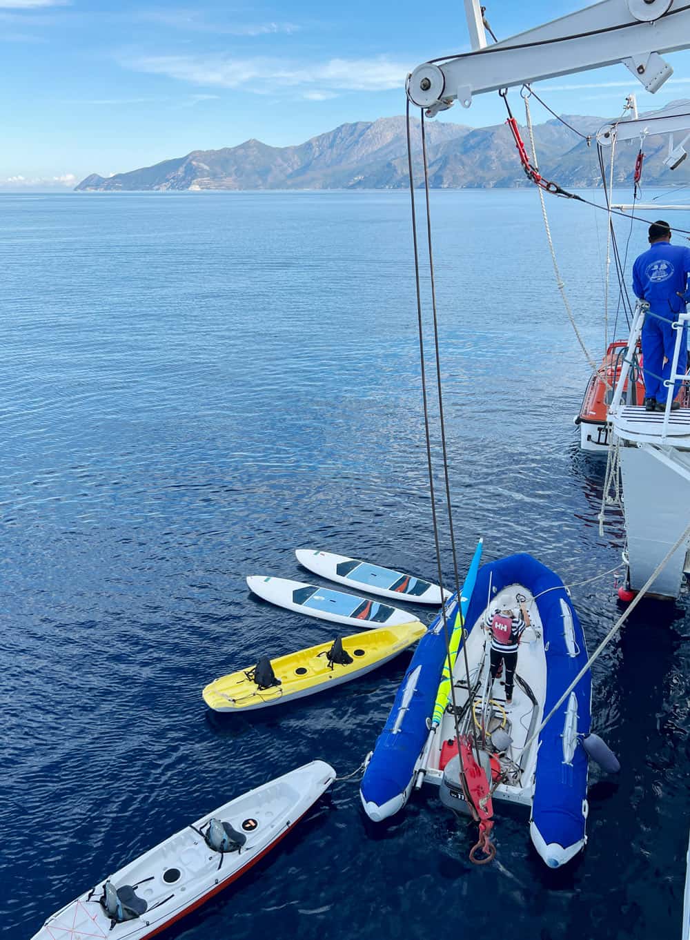 Watersports toys at the ready by the Star Flyer cruise ship