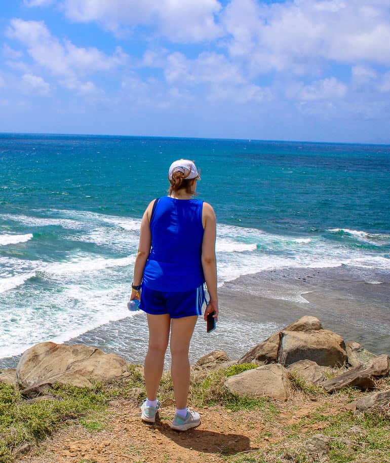 Woman hiker on Pinel Island