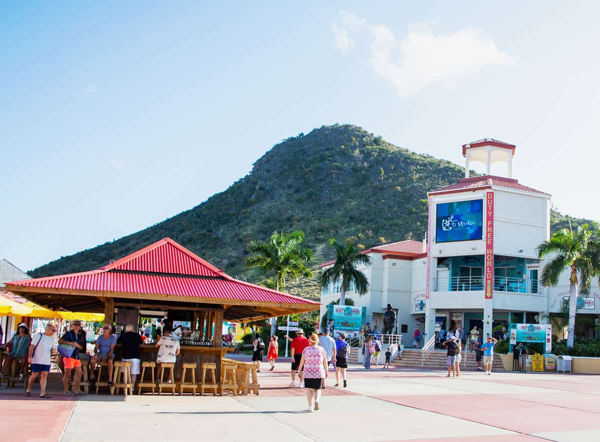 Colorful Harbor Point Village at the Philipsburg cruise port