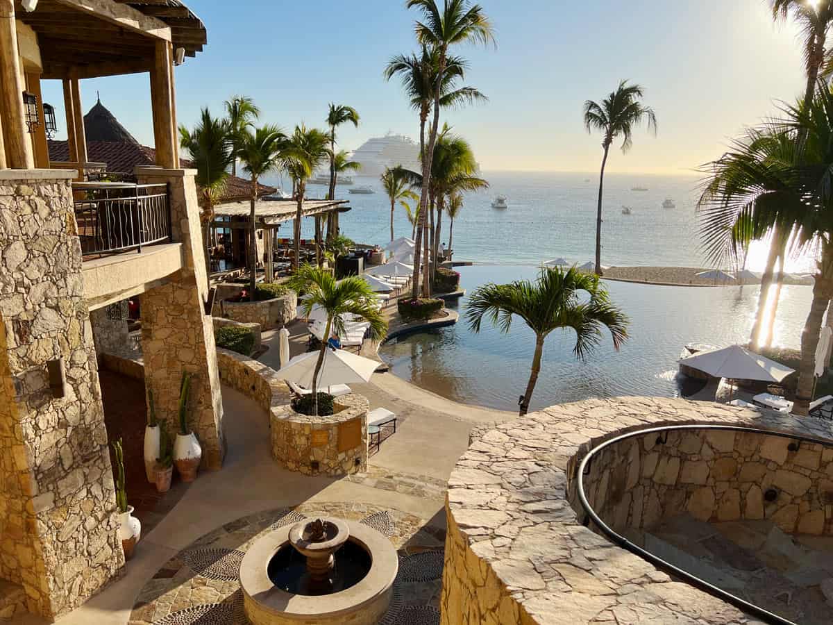 Hacienda Beach Club with its infinity pool overlooking Medano Beach