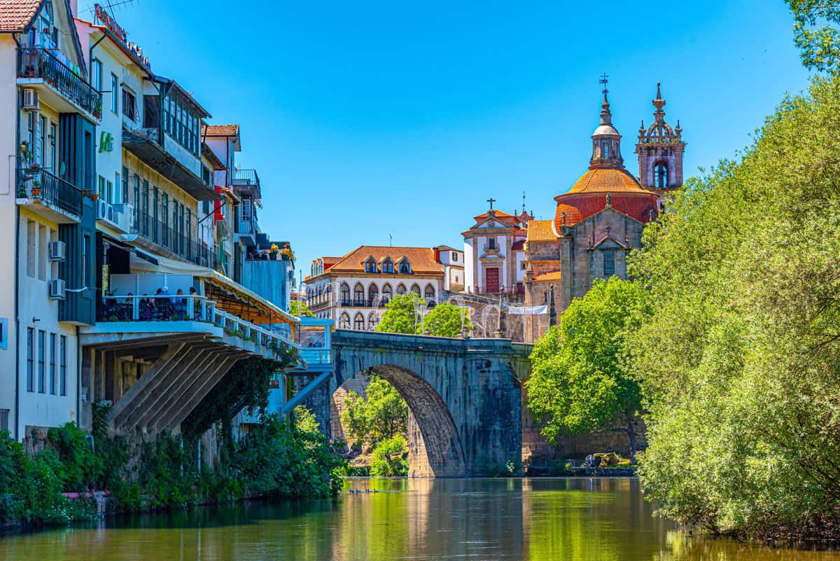 The historic town of Amarante, with its iconic Sao Gonçalo Church and bridge