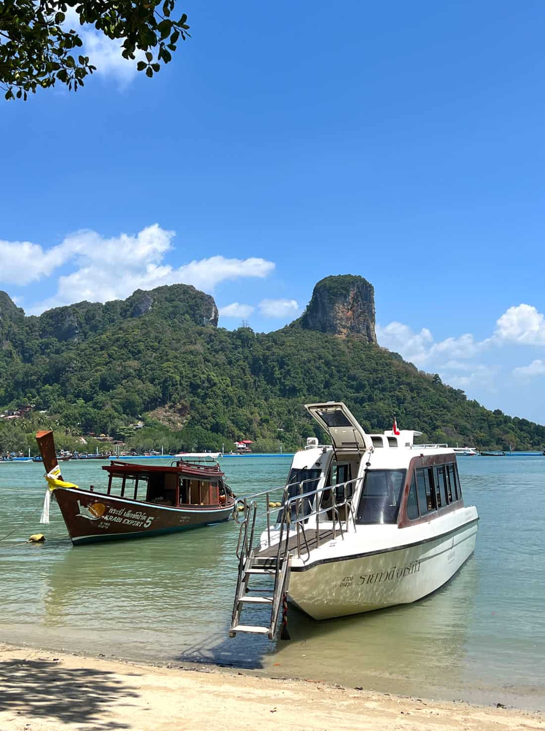 Rayavadee's speedboat (on the right) delivers you right to the beach on East Railay.