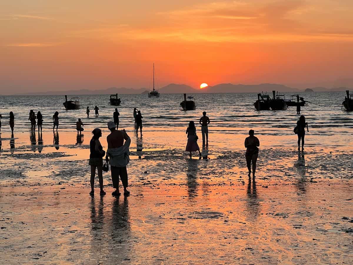 Sunset works its golden magic on West Railay Beach
