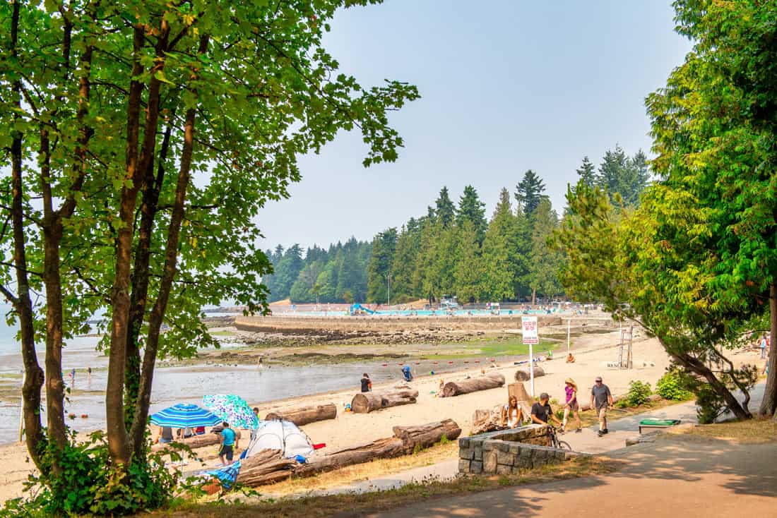 Stanley Park beach in summer