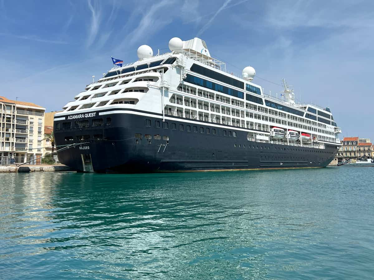 Black hull and white passenger decks of Azamara Quest
