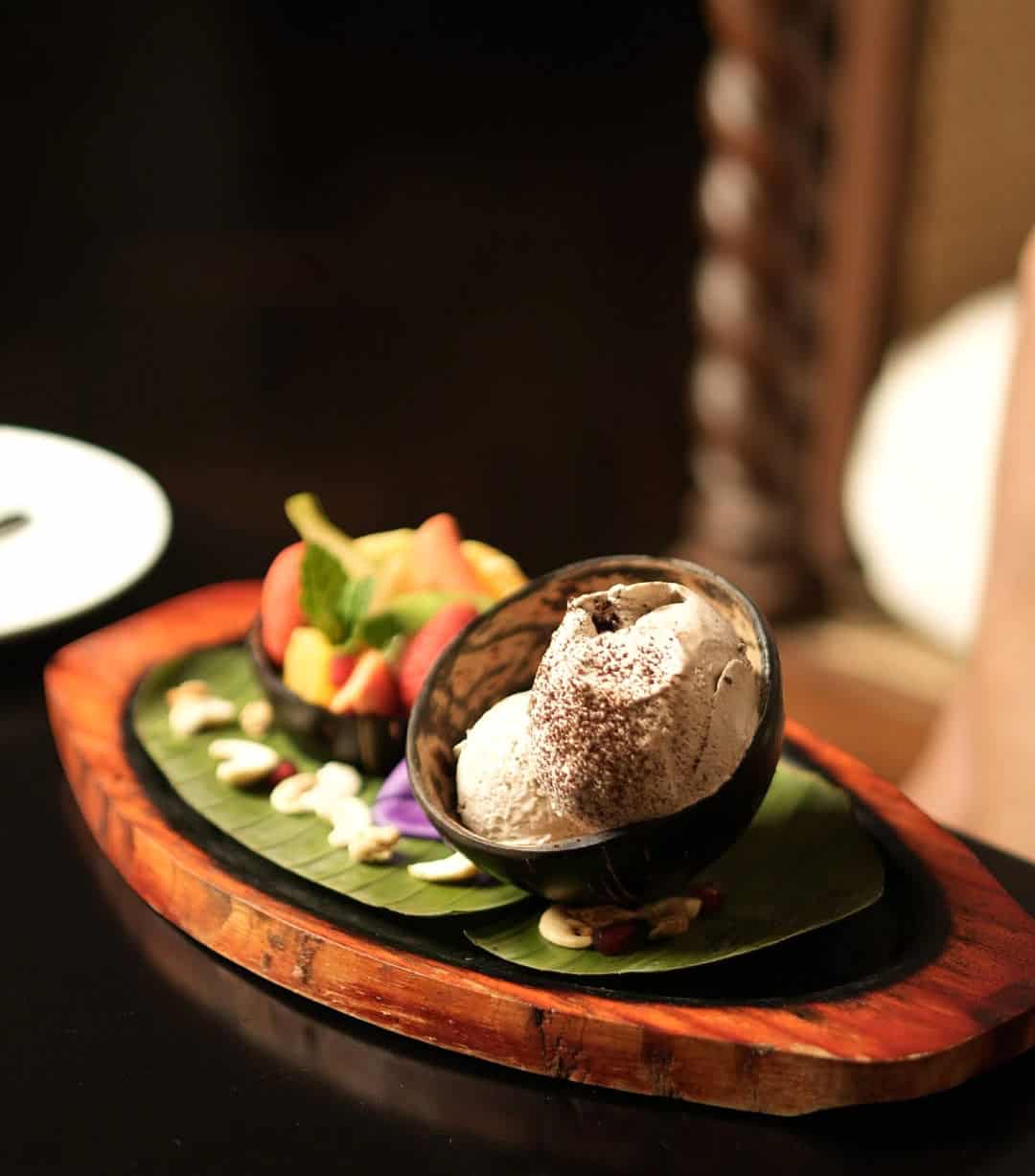 Homemade ice cream with fresh fruit